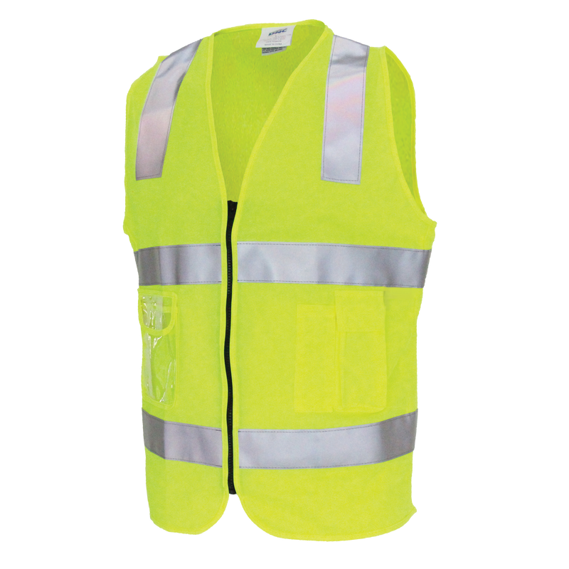 DNC Hi-Vis Day/Night Side Panel Safety Vest with Generic R/Tape