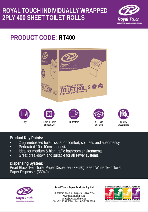 Royal Deluxe Toilet Paper 2ply 400sheet 48ctn