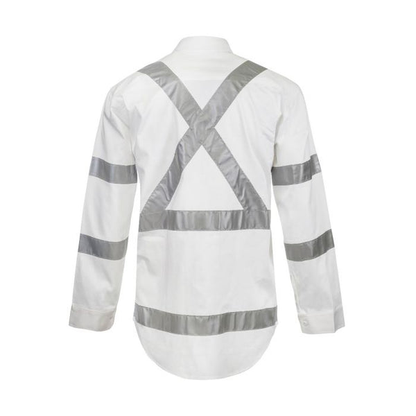 WorkCraft Hi Vis Long Sleeve Shirt with X-Back & R/Tape