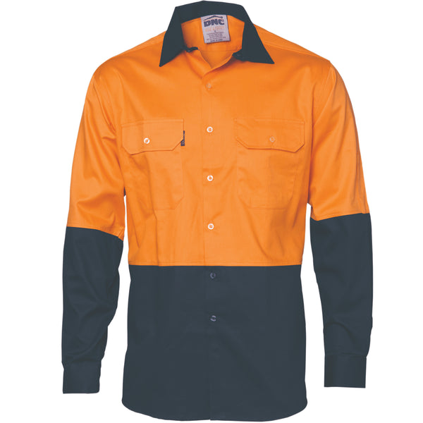 HiVis Two Tone Cotton Drill Shirt - long sleeve