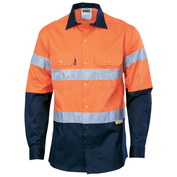 HiVis Two Tone Cotton Drill Shirt With 3M R/Tape - long sleeve
