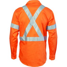 HiVis D/N Cotton Shirt with Cross Back Generic R/Tape - long sleeve